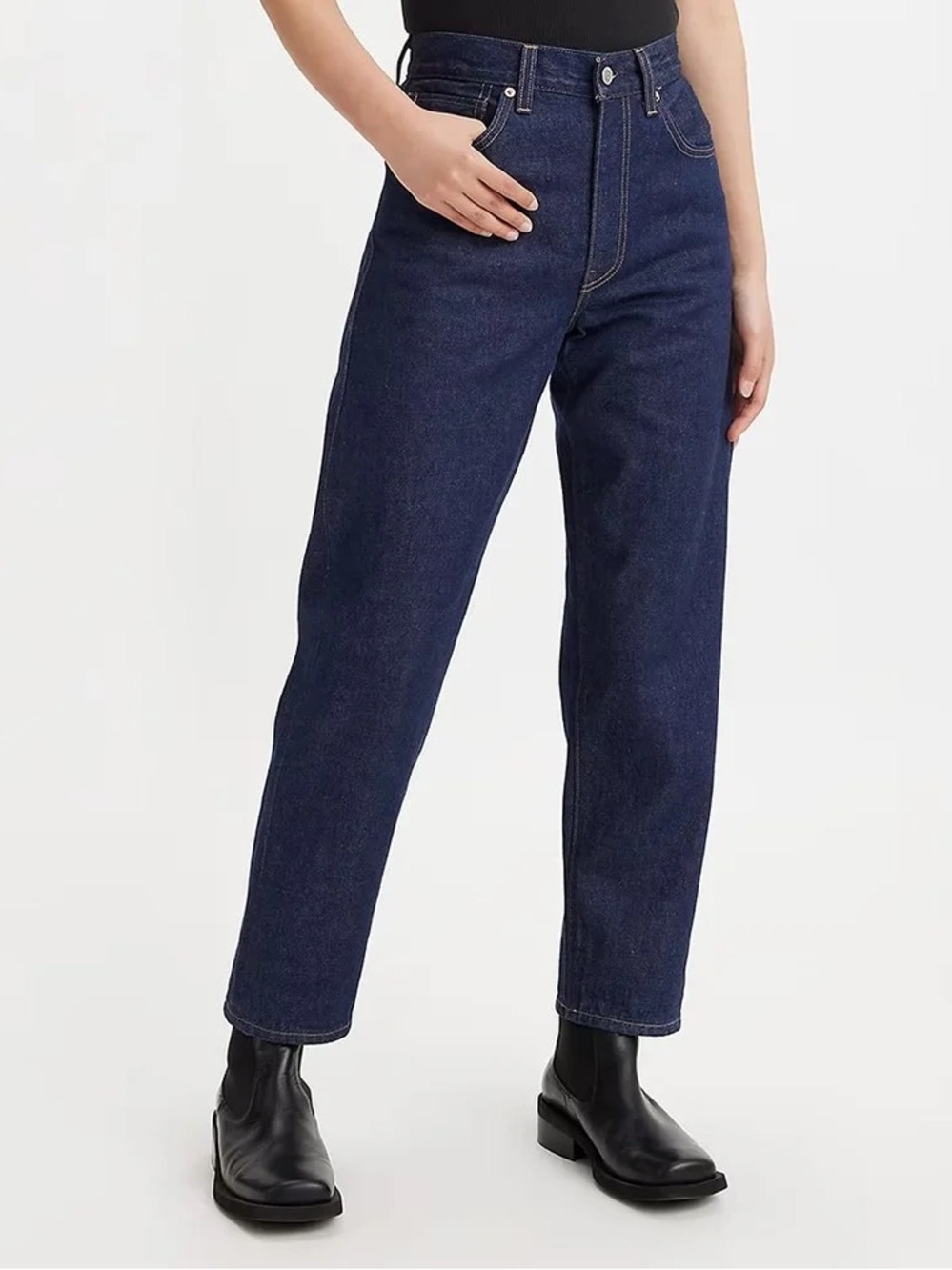 Levis Japanese Selvedge Column Jeans Womens Size 27x27 Dark Wash Straight Leg